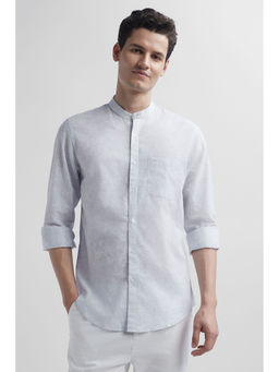 Peter England - Men Grey Slim Fit Print Casual Shirt