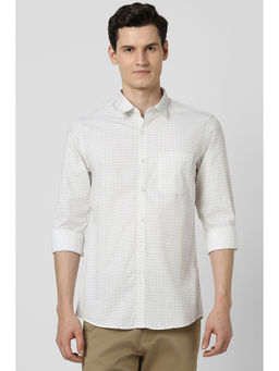 Peter England - Men White Slim Fit Print Casual Shirt