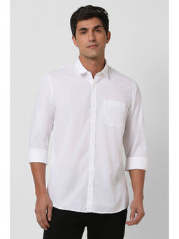 Peter England - Men White Slim Fit Print Full Sleeves Casual Shirt