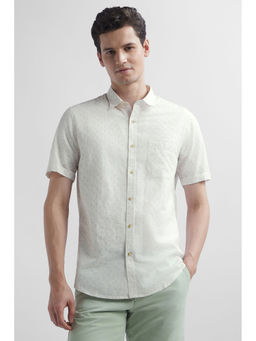 Peter England - Men White Slim Fit Print Casual Shirt