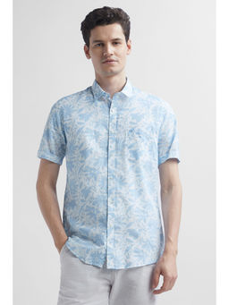 Peter England - Men White Slim Fit Print Casual Shirt