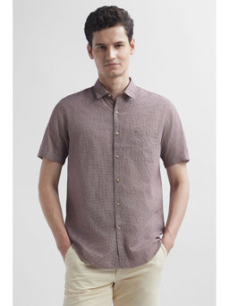 Peter England - Men Brown Slim Fit Print Casual Shirt