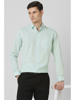 Peter England - Men Light Green Slim Fit Full Sleeves Formal Shirt