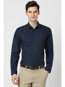 Peter England - Men Navy Blue Slim Fit Shirt