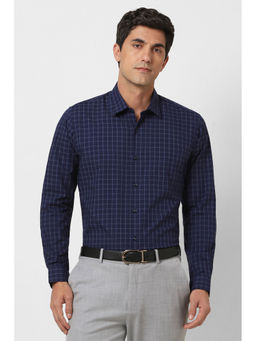 Peter England - Men Navy Blue Regular Fit Full Sleeves Formal Shirt