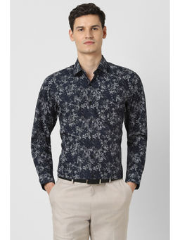 Peter England - Men Navy Blue Regular Fit Full Sleeves Formal Shirt