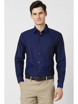 Peter England - Men Navy Blue Regular Fit Shirt