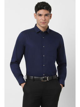 Peter England - Men Navy Blue Regular Fit Full Sleeves Formal Shirt