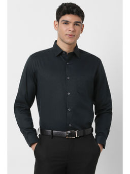 Peter England - Men Black Regular Fit Full Sleeves Formal Shirt