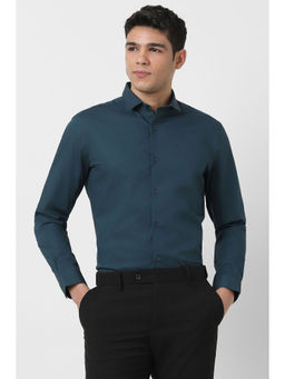 Peter England - Men Teal Slim Fit Full Sleeves Formal Shirt