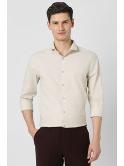 Peter England - Men Beige Slim Fit Full Sleeves Formal Shirt