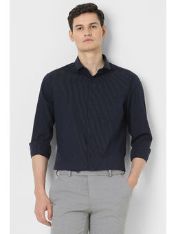 Peter England - Men Navy Blue Slim Fit Full Sleeves Formal Shirt