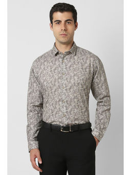 Van Heusen - Men Grey Slim Fit Print Full Sleeves Formal Shirt