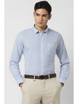 Van Heusen - Men Blue Slim Fit Print Full Sleeves Formal Shirt