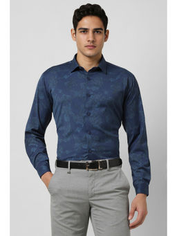 Van Heusen - Men Blue Slim Fit Print Full Sleeves Formal Shirt