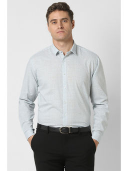 Van Heusen - Men Light Blue Slim Fit Print Full Sleeves Formal Shirt