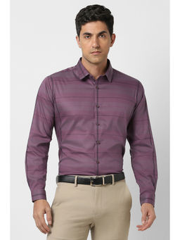 Van Heusen - Men Purple Slim Fit Stripes Full Sleeves Formal Shirt