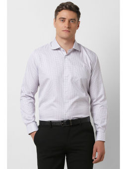 Van Heusen - Men White Slim Fit Check Full Sleeves Formal Shirt