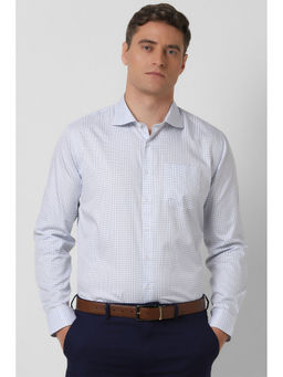 Van Heusen - Men White Slim Fit Check Full Sleeves Formal Shirt