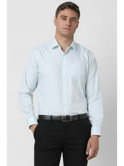 Van Heusen - Men Light Blue Regular Fit Stripes Full Sleeves Formal Shirt