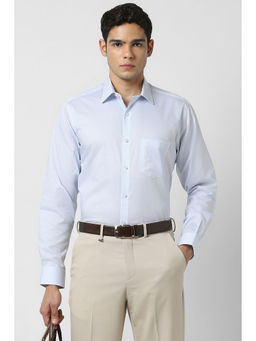 Van Heusen - Men Light Blue Regular Fit Print Full Sleeves Formal Shirt