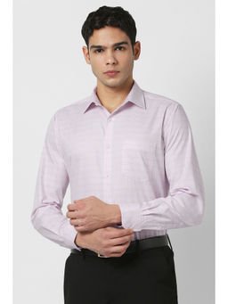 Van Heusen - Men Pink Regular Fit Check Full Sleeves Formal Shirt