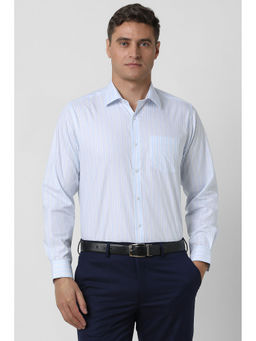 Van Heusen - Men Light Blue Regular Fit Stripes Full Sleeves Formal Shirt