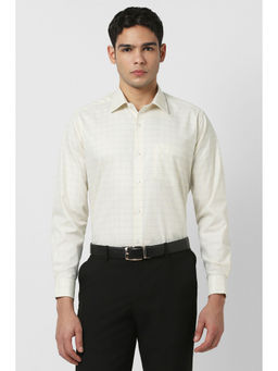Van Heusen - Men Beige Regular Fit Check Full Sleeves Formal Shirt