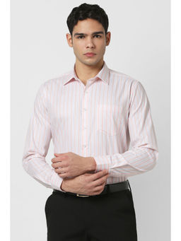 Van Heusen - Men Pink Slim Fit Stripes Full Sleeves Formal Shirt