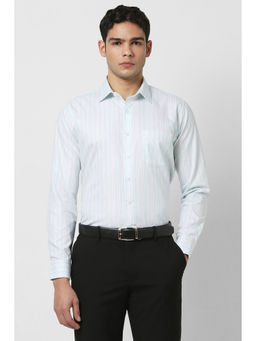 Van Heusen - Men Green Slim Fit Stripes Full Sleeves Formal Shirt