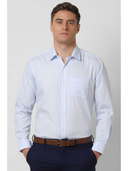 Van Heusen - Men Light Blue Regular Fit Check Full Sleeves Formal Shirt