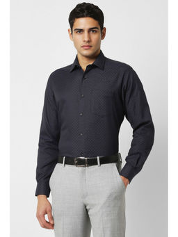 Van Heusen - Men Black Regular Fit Dots Full Sleeves Formal Shirt