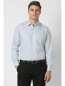 Van Heusen - Men White Regular Fit Print Full Sleeves Formal Shirt