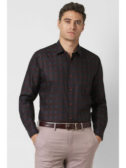 Van Heusen - Men Black Regular Fit Check Full Sleeves Formal Shirt