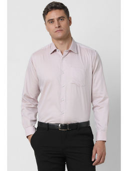Van Heusen - Men Pink Regular Fit Textured Full Sleeves Formal Shirt