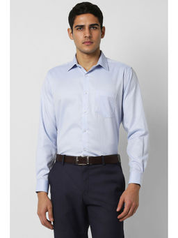 Van Heusen - Men Light Blue Regular Fit Textured Full Sleeves Formal Shirt