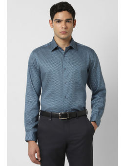 Van Heusen - Men Blue Regular Fit Print Full Sleeves Formal Shirt