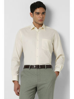 Van Heusen - Men Beige Regular Fit Solid Full Sleeves Formal Shirt