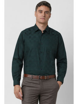 Van Heusen - Men Green Regular Fit Check Full Sleeves Formal Shirt