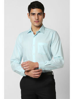 Van Heusen - Men Light Blue Regular Fit Textured Full Sleeves Formal Shirt