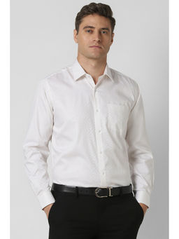 Van Heusen - Men White Regular Fit Textured Full Sleeves Formal Shirt