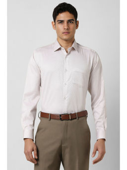 Van Heusen - Men White Regular Fit Dots Full Sleeves Formal Shirt
