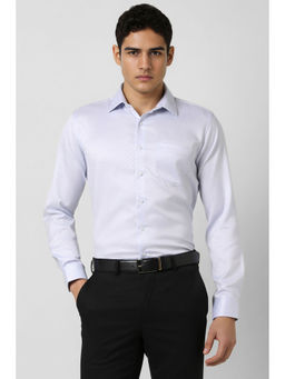 Van Heusen - Men White Slim Fit Dots Full Sleeves Formal Shirt