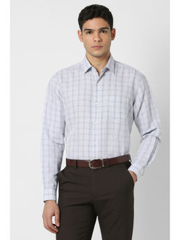 Van Heusen - Men Grey Regular Fit Check Full Sleeves Formal Shirt