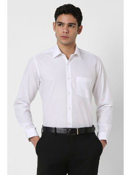 Van Heusen - Men White Regular Fit Stripes Full Sleeves Formal Shirt