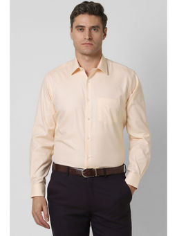 Van Heusen - Men Peach Regular Fit Textured Full Sleeves Formal Shirt