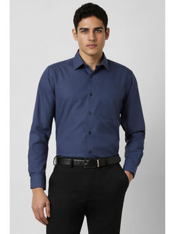 Van Heusen - Men Navy Blue Regular Fit Stripes Full Sleeves Formal Shirt