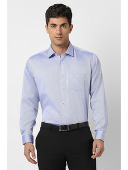 Van Heusen - Men Blue Regular Fit Textured Full Sleeves Formal Shirt