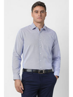 Van Heusen - Men Light Blue Slim Fit Print Full Sleeves Formal Shirt