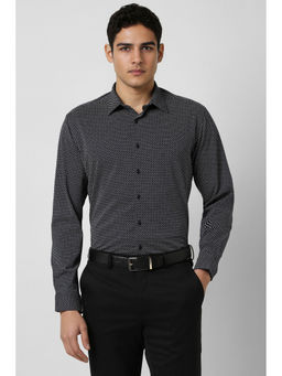 Van Heusen - Men Black Slim Fit Print Full Sleeves Formal Shirt